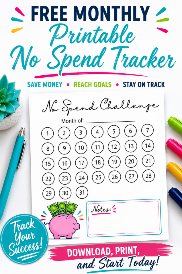 FREE No Spend Challenge Printable Tracker