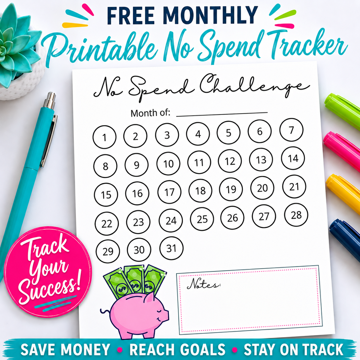 FREE No Spend Challenge Printable Tracker